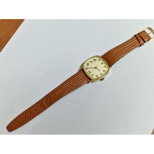 574 - Vintage Zodiac Watch, Unbranded with Gold Tone Case and Leather Strap, Quartz, * Running When Lotted... 