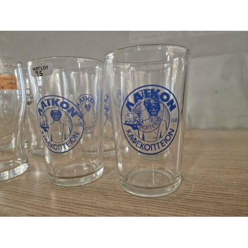 95 - Set of 6 x LEON Half Pint Beer Glasses, Together with Set of 6 x Vintage 'Laikon' Water Glasses, (12... 