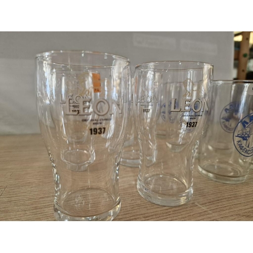 95 - Set of 6 x LEON Half Pint Beer Glasses, Together with Set of 6 x Vintage 'Laikon' Water Glasses, (12... 