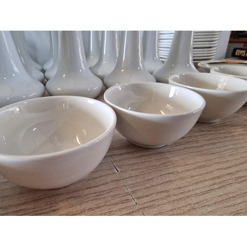 95A - Qty of White Colour China / Tableware; 12 x 'Dudson' Bowls with Green Border, 6 x Small Dishes, 12 x... 