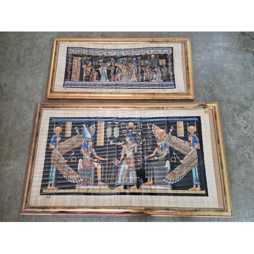 98 - 2 x Framed Egyptian Papyrus Paintings, (Largest Approx. 124 x 70cm), (2)