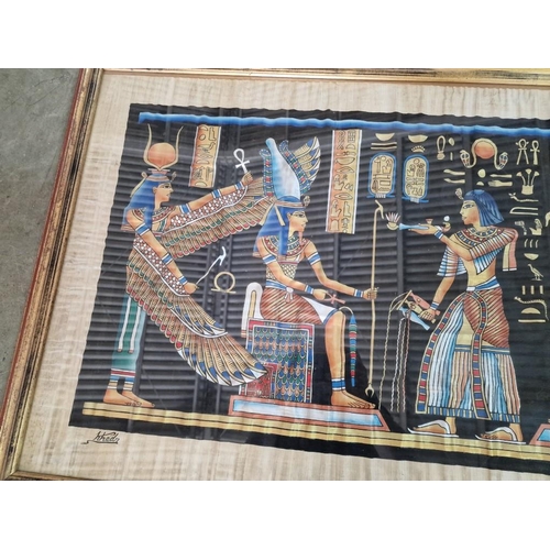 98 - 2 x Framed Egyptian Papyrus Paintings, (Largest Approx. 124 x 70cm), (2)