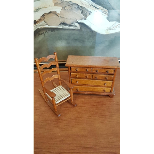 272 - Doll House Furniture; Victorian Wooden Mini Furniture; Chest of Drawers (4 x 10 x 8cm) Display Unit ... 