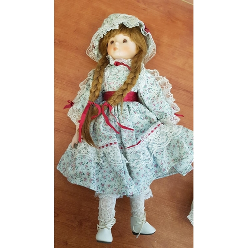 295 - Porcelain Dolls with Vintage Style Outfit (H:31cm, H:2cm, H:41cm)