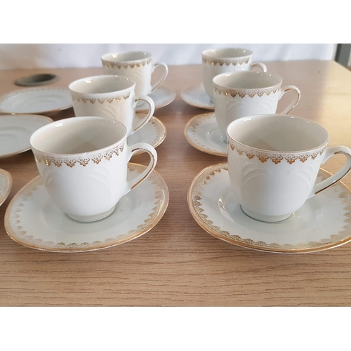 554 - Porcelain Coffee Set; 6 x Cup and 9 x Saucers (A/F), (Bavarian / Germany), (20pcs)