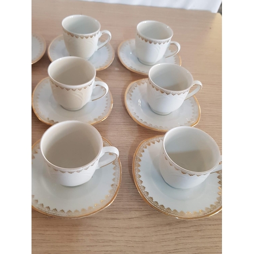 554 - Porcelain Coffee Set; 6 x Cup and 9 x Saucers (A/F), (Bavarian / Germany), (20pcs)