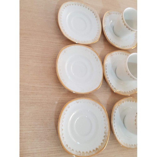 554 - Porcelain Coffee Set; 6 x Cup and 9 x Saucers (A/F), (Bavarian / Germany), (20pcs)