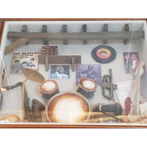 784 - Music Shadow Box Diorama (Cross-Section of Musical Styles), (39.5 x 35 x 8cm)