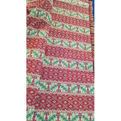 197 - Red / Gold / Green Oriental Pattern and Colour Large Rectangular Tablecloth / Bed Cover etc (140 x 2... 