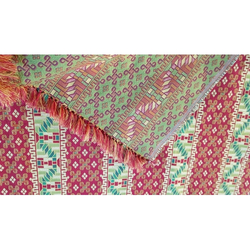 197 - Red / Gold / Green Oriental Pattern and Colour Large Rectangular Tablecloth / Bed Cover etc (140 x 2... 