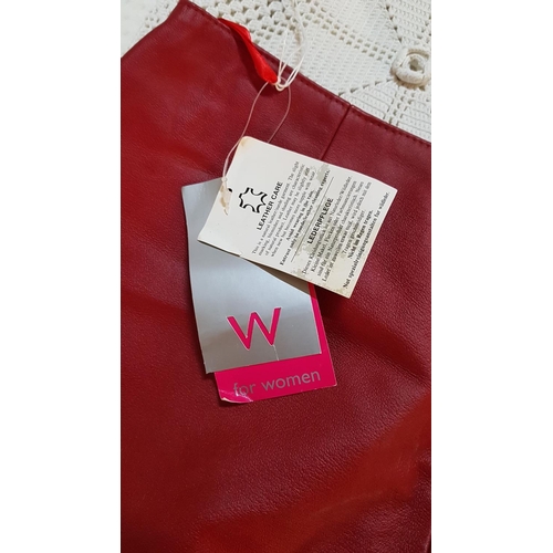 434 - For Women Classic Style Skirt, Red Leather / Side Zipper, Size UK 14/EUR40