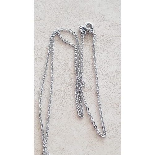 445 - .925 Silver Chain (L:44cm) with Decorative .925 Silver Pendant with White Stone (Total Weight 3gr),