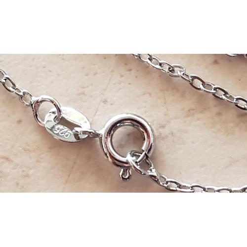 510 - .925 Silver Set Chain (L:44cm) with Pearl Pendant, Total Weight 2gr