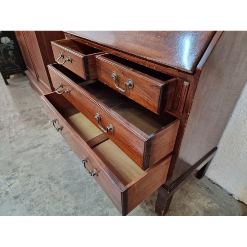 790 - Vintage Dark Wood Bureau Book Case Stamped 'Russel of Broadway, 1956', with Glazed Double Doors and ... 