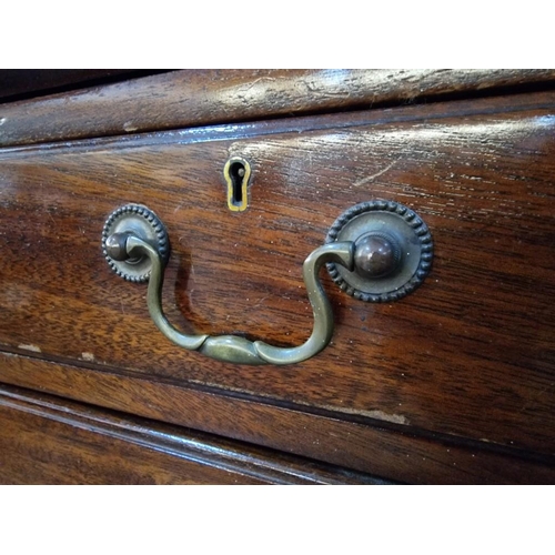 790 - Vintage Dark Wood Bureau Book Case Stamped 'Russel of Broadway, 1956', with Glazed Double Doors and ... 