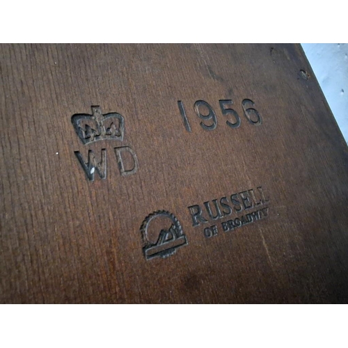 790 - Vintage Dark Wood Bureau Book Case Stamped 'Russel of Broadway, 1956', with Glazed Double Doors and ... 