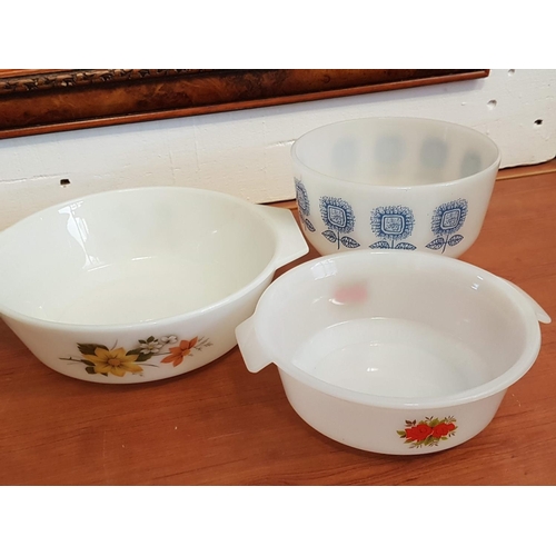 419 - Collection of Retro Milk Glass, Various Tableware (Different Bowls, Large Oven Dish, Small Snack Dis... 