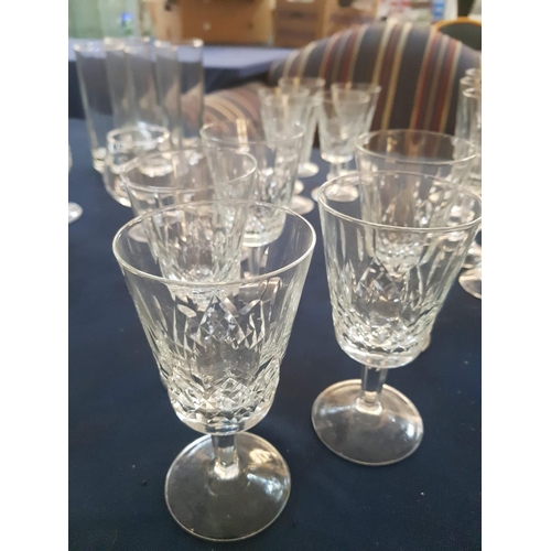 793 - 38 x Assorted Glasses; Champagne, Wine, Water, Brandy etc Glass and Crystal Glasses