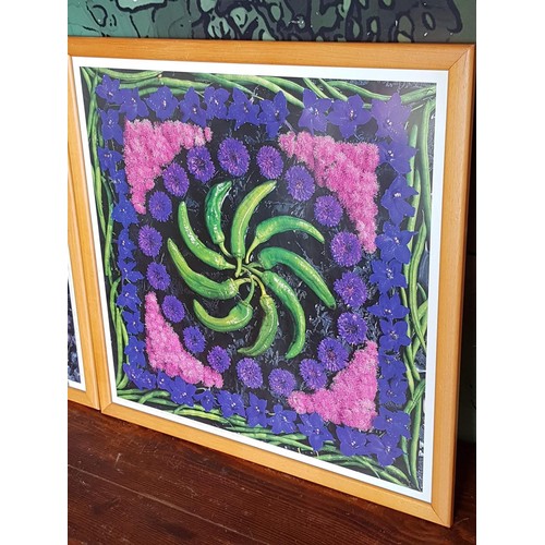 336 - 2 x Floral Prints in Frame (One A/F Broken Glass), (51 x 51cm each)