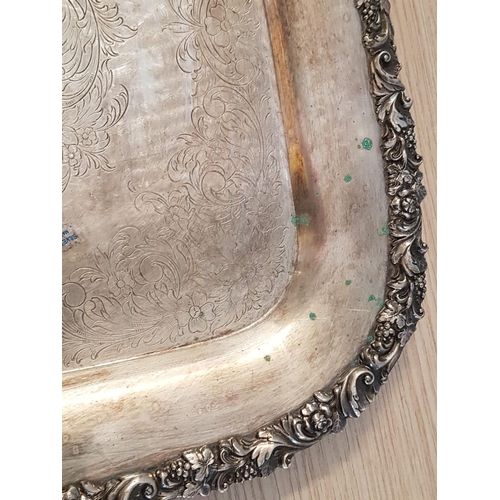 684 - Large Square Silver Plated - High Ornate Vintage Style Tray / Dish (40 x 40cm)