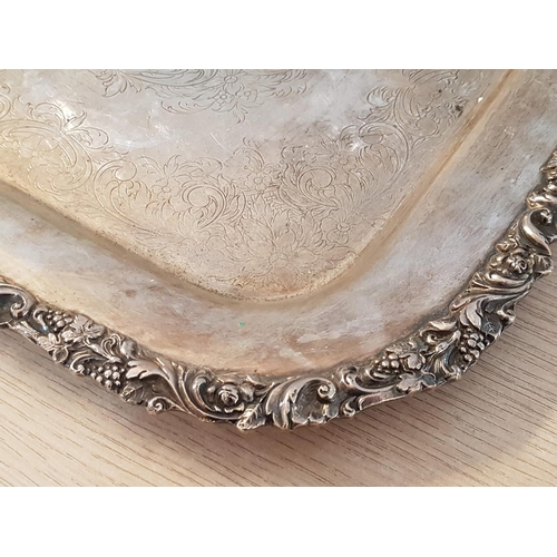 684 - Large Square Silver Plated - High Ornate Vintage Style Tray / Dish (40 x 40cm)