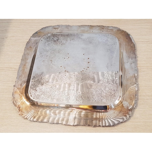 684 - Large Square Silver Plated - High Ornate Vintage Style Tray / Dish (40 x 40cm)