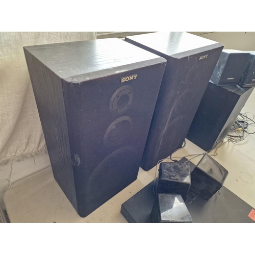 688 - Sony DVD Home Theatre System (Model: DAV-TZ140) with 5.1 Speakers, Together with Pair of Sony Speake... 