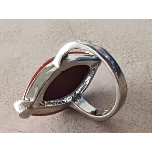 689 - Silver Ring (?) with Large Gold Sandstone (Size M/N)