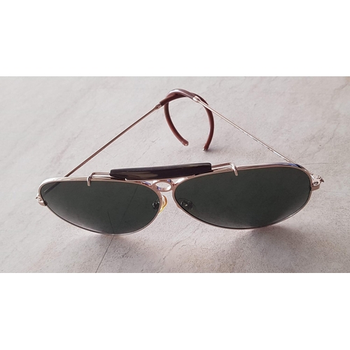 370A - Vintage Avaiator Green Shooter Sunglasses 