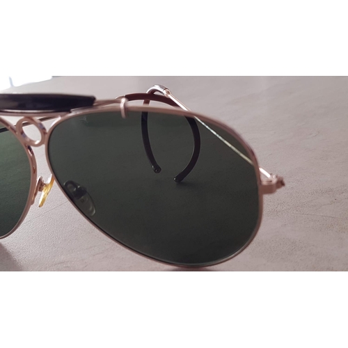 370A - Vintage Avaiator Green Shooter Sunglasses 