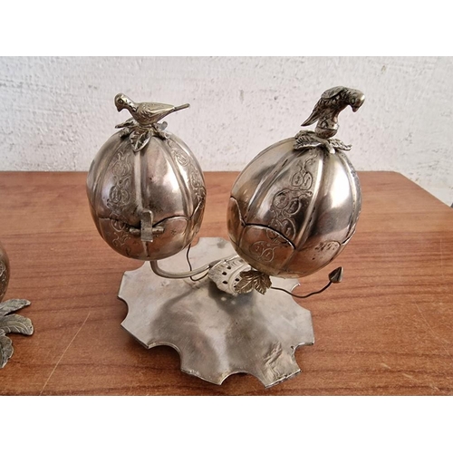 1 - Vintage Cypriot Silver Kapnistiri (Incense Burner) and Merecha (Rosewater Sprinkler) Set, (As Used i... 