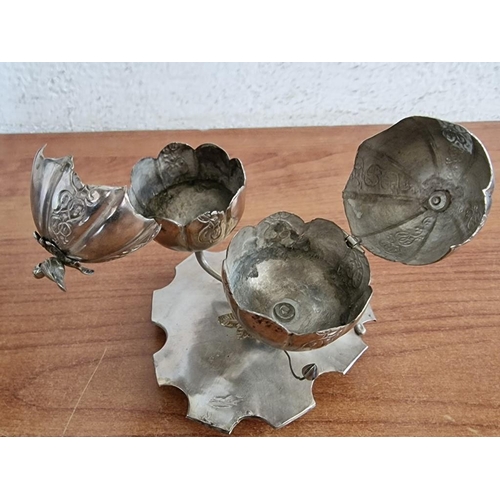 1 - Vintage Cypriot Silver Kapnistiri (Incense Burner) and Merecha (Rosewater Sprinkler) Set, (As Used i... 