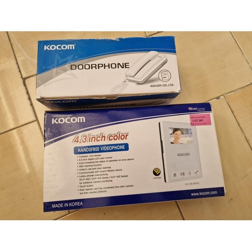 261 - KOCOM Video Door Phone, White Colour (KCV-436), Together with KOCOM Doorphone (KDP-601AM&MS-2D), (2)... 