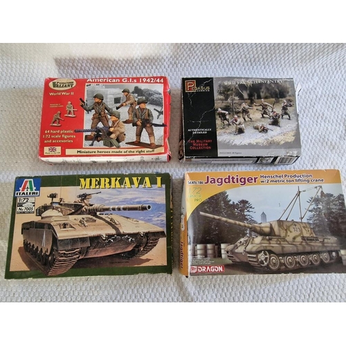 16 - Collection of 4 x Military Model Kits; Valiant Miniatures, American G.I.S 1942-44 with 64 Pieces, Dr... 