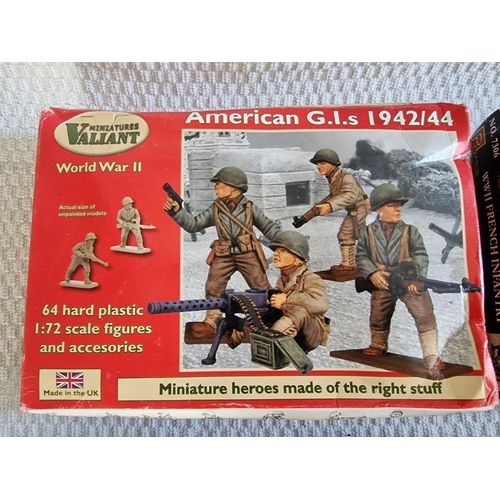 16 - Collection of 4 x Military Model Kits; Valiant Miniatures, American G.I.S 1942-44 with 64 Pieces, Dr... 
