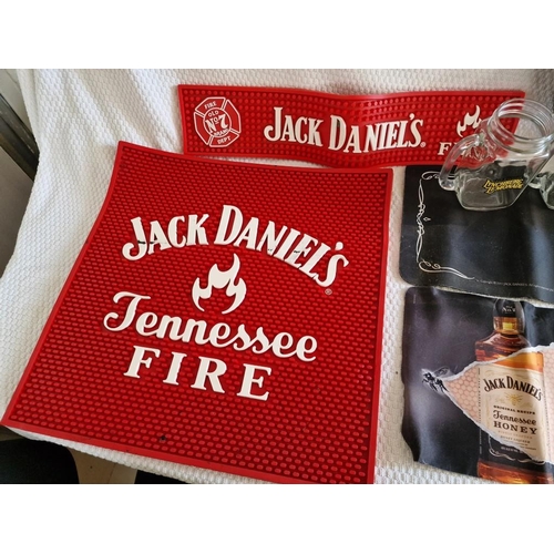 21 - Collection of Jack Daniel's Items, Incl. Large Red Rubber Bar Mat, Wall Hanging Tray, 7 x 'Lynchburg... 