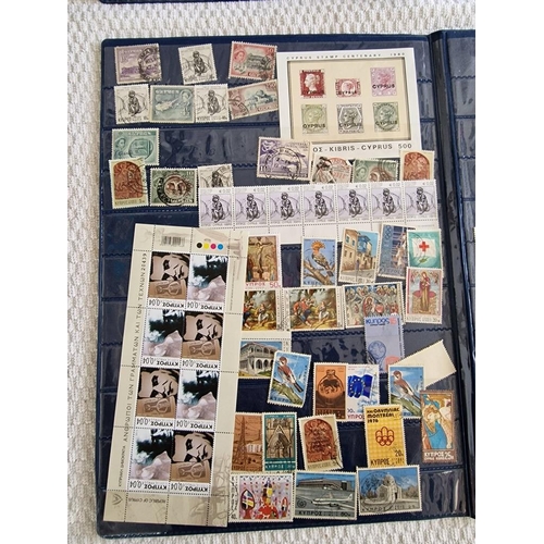 24 - 2 x Blue Folders of Stamps; 1 with Assorted Collection of Vintage Cyprus Postage Stamps, the Other w... 