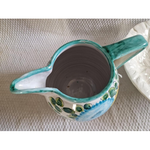 38 - Large 'Bassano' Ceramic Bowl with Fruit Design, Together with Decorative Jug Signed 'Pisapia Cavatmi... 