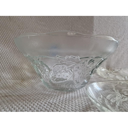 42 - Large Glass Fruit Bowl, (Approx. Ø: 31.5cm, H: 15cm), Together with 2 x Decorative Glass Plates, (3)
