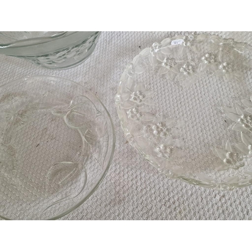 42 - Large Glass Fruit Bowl, (Approx. Ø: 31.5cm, H: 15cm), Together with 2 x Decorative Glass Plates, (3)