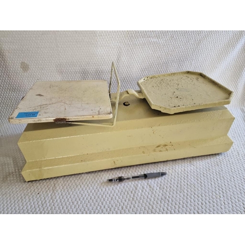 60 - Vintage White Finish Metal Balance Scales, (a/f)