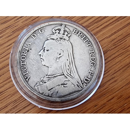 151 - Antique Great British Sterling Silver Coin; 1891 Queen Victoria (Full) Crown, (Approx. 28.3g,  Ø: 38... 