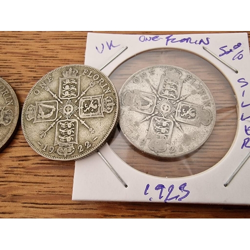 154 - 4 x Early Great British Silver Coins; Consecutive Year Run from 1920 to 1923 King George V One Flori... 