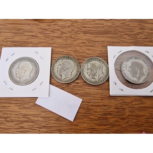 154 - 4 x Early Great British Silver Coins; Consecutive Year Run from 1920 to 1923 King George V One Flori... 