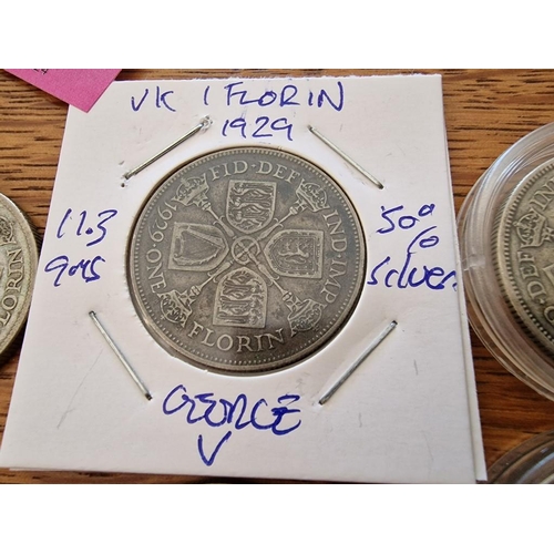 156 - 6 x Early Great British Silver Coins; 2 x 1928, 1929, 1935 and 2 x 1936 King George V One Florins, (... 