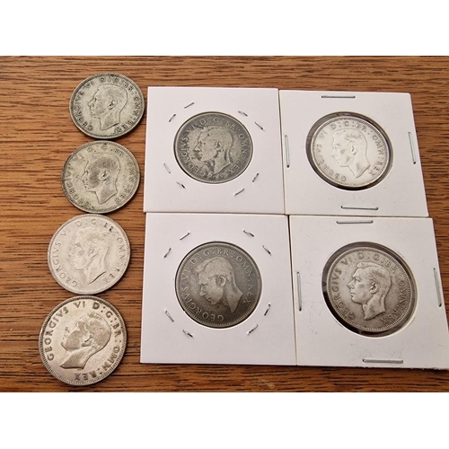 157 - 8 x Early Great British Silver Coins; 1937, 2 x 1939, 1940, 2 x 1941, 1942 and 1946 King George VI T... 