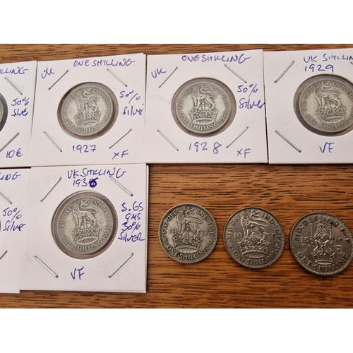 158 - Large Collection of Early Great British Silver Coins; 20 x King George V & VI One Shillings * Differ... 