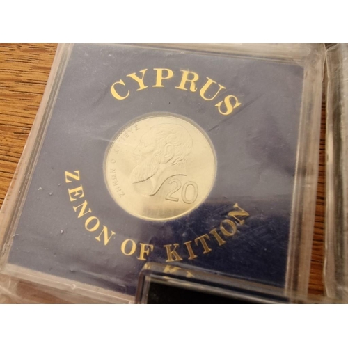 166 - Collection of 5 x Cyprus Uncirculated Coins; 1989 20 Cents Zenon of Kition, 1988 50 Cents Soul Olymp... 