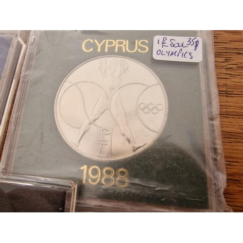 166 - Collection of 5 x Cyprus Uncirculated Coins; 1989 20 Cents Zenon of Kition, 1988 50 Cents Soul Olymp... 