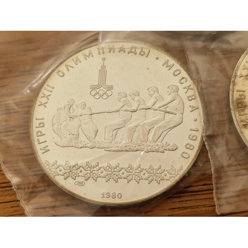 170 - 3 x USSR Silver Coins; 1980 10 Roubles Olympics Tug of War, (33g, 39mm, .900 Silver), 1979 10 Rouble... 